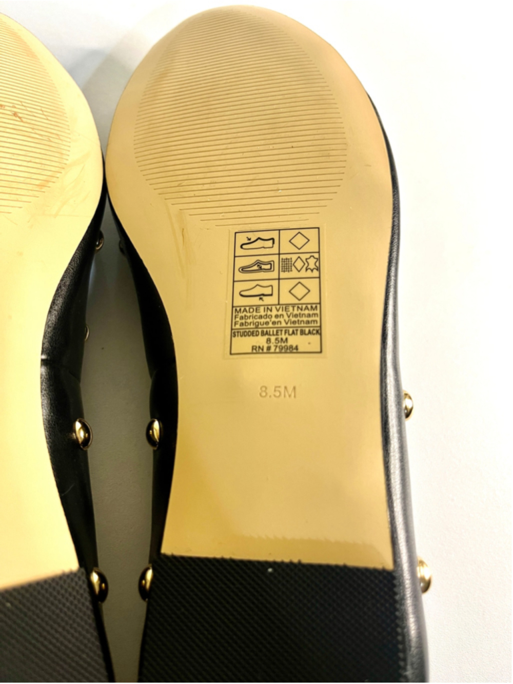 White House Black Market Black Studded Ballet Flats Women Size 8.5M - Picture 7 of 7